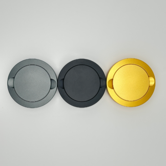 Snusbokser grå,svart og gullfarget i aluminium