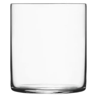 Breen tungt whiskyglass i krystall med gravert tekst.