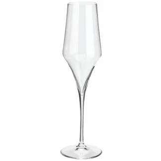 Frost munnblåst krystall champagneglass med gravering.